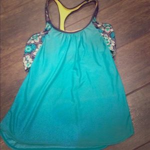 Gray and Blue tankini top